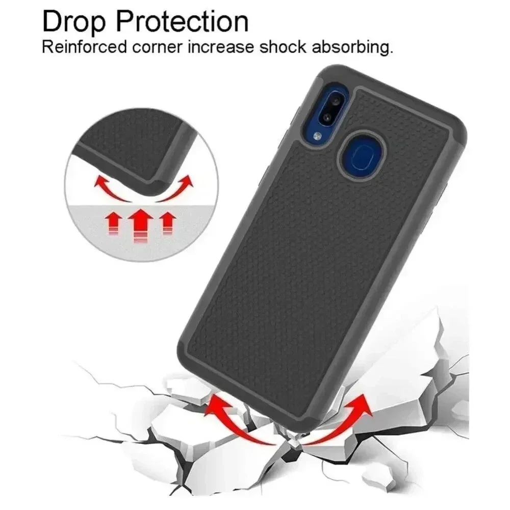Dahkoiz Hybrid Case‎ For Galaxy A20 A30 Mint Green Gray 2 Screen Protectors